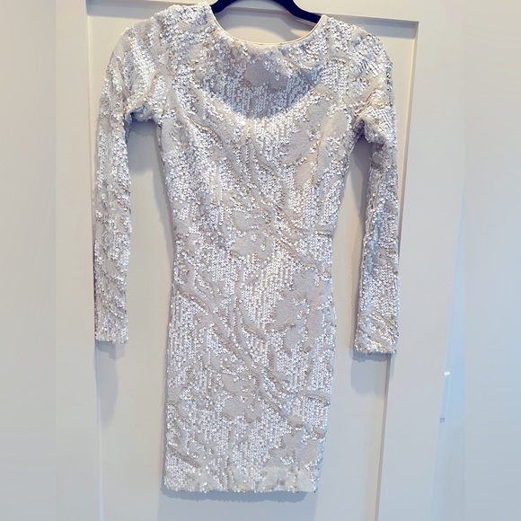 Dress the Population| White Sequined Dress (31 inches long) - Picture 1 of 5